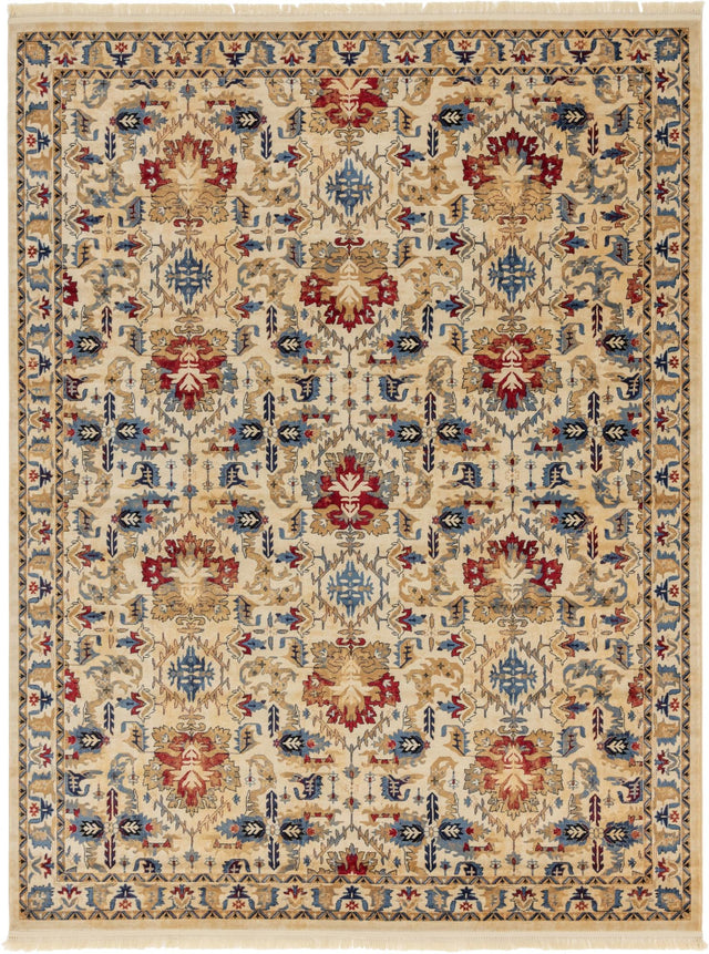 Ivory 9' x 12' District Rectangle Area Rug 100% Polypropylene Easy Clean Stain Resistant Traditional Pattern Classic Carpet for Indoor Dining Living Office for Sale at Rug Engine