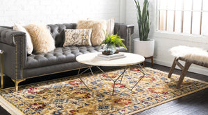 Ivory 5' x 8' District Rectangle Area Rug 100% Polypropylene Easy Clean Stain Resistant Traditional Pattern Classic Carpet for Indoor Dining Living Office for Sale at Rug Engine