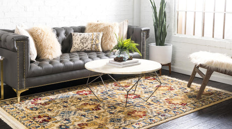 Ivory 5' x 8' District Rectangle Area Rug 100% Polypropylene Easy Clean Stain Resistant Traditional Pattern Classic Carpet for Indoor Dining Living Office for Sale at Rug Engine