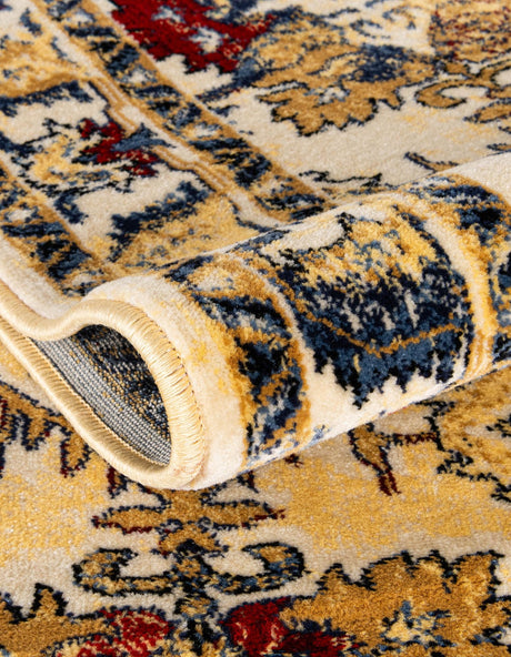 Ivory 9' x 12' District Rectangle Area Rug 100% Polypropylene Easy Clean Stain Resistant Traditional Pattern Classic Carpet for Indoor Dining Living Office for Sale at Rug Engine
