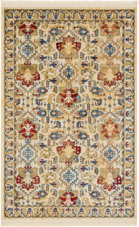 Ivory 4' x 6' District Rectangle Area Rug 100% Polypropylene Easy Clean Stain Resistant Traditional Pattern Classic Carpet for Indoor Dining Living Office for Sale at Rug Engine