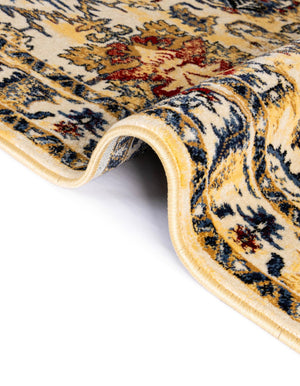 Ivory 8' x 8' District Square Area Rug 100% Polypropylene Easy Clean Stain Resistant Traditional Pattern Classic Carpet for Indoor Dining Living Office for Sale at Rug Engine
