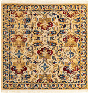 Ivory 8' x 8' District Square Area Rug 100% Polypropylene Easy Clean Stain Resistant Traditional Pattern Classic Carpet for Indoor Dining Living Office for Sale at Rug Engine
