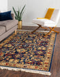 Blue 5' 3 x 8' District Rectangle Area Rug 100% Polypropylene Easy Clean Stain Resistant Traditional Pattern Classic Carpet for Indoor Dining Living Office for Sale at Rug Engine