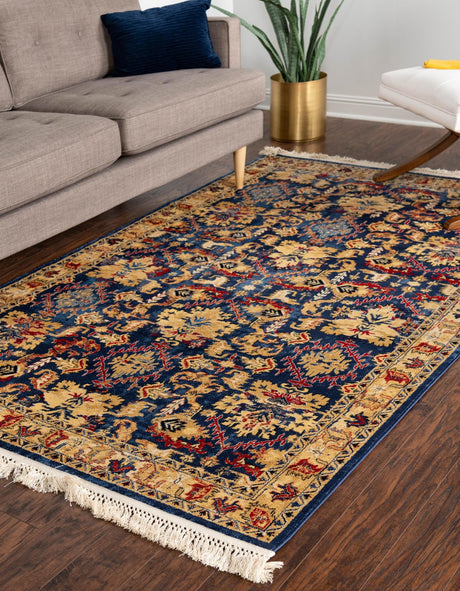 Blue 6' x 9' District Rectangle Area Rug 100% Polypropylene Easy Clean Stain Resistant Traditional Pattern Classic Carpet for Indoor Dining Living Office for Sale at Rug Engine