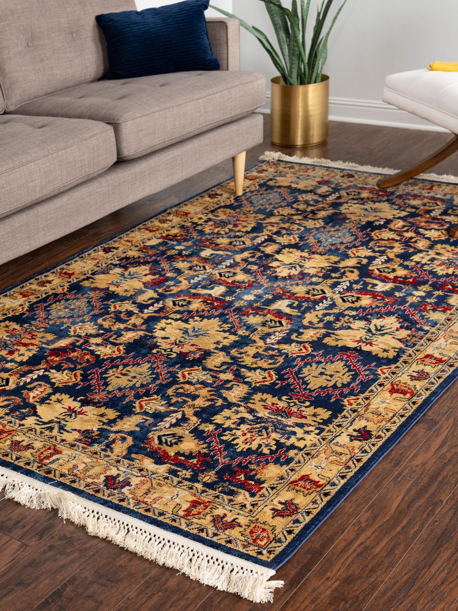 Blue 4' x 6' District Rectangle Area Rug 100% Polypropylene Easy Clean Stain Resistant Traditional Pattern Classic Carpet for Indoor Dining Living Office for Sale at Rug Engine