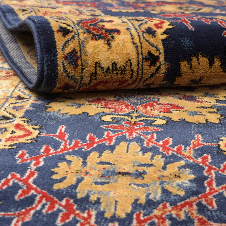 Blue 9' x 12' District Rectangle Area Rug 100% Polypropylene Easy Clean Stain Resistant Traditional Pattern Classic Carpet for Indoor Dining Living Office for Sale at Rug Engine