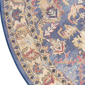 Blue 5' x 5' District Round Area Rug 100% Polypropylene Easy Clean Stain Resistant Traditional Pattern Classic Carpet for Indoor Dining Living Office for Sale at Rug Engine