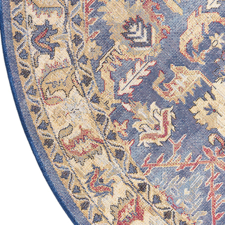 Blue 5' x 5' District Round Area Rug 100% Polypropylene Easy Clean Stain Resistant Traditional Pattern Classic Carpet for Indoor Dining Living Office for Sale at Rug Engine