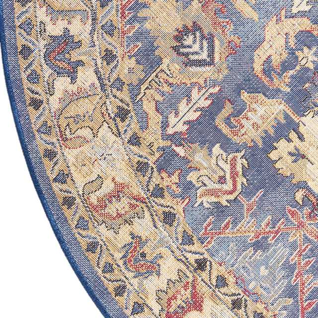 Blue 5' x 5' District Round Area Rug 100% Polypropylene Easy Clean Stain Resistant Traditional Pattern Classic Carpet for Indoor Dining Living Office for Sale at Rug Engine