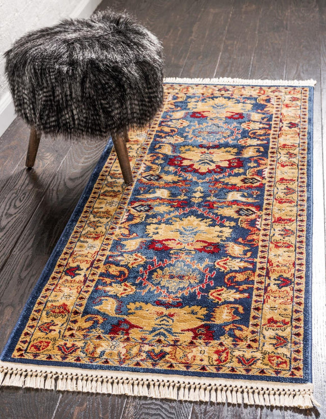 Blue 2' 2 x 6' 1 District Runner Area Rug 100% Polypropylene Easy Clean Stain Resistant Traditional Pattern Classic Carpet for Indoor Dining Living Office for Sale at Rug Engine