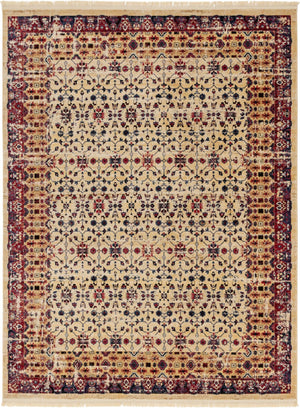 Beige 9' x 12' District Rectangle Area Rug 100% Polypropylene Easy Clean Stain Resistant Traditional Pattern Classic Carpet for Indoor Dining Living Office for Sale at Rug Engine