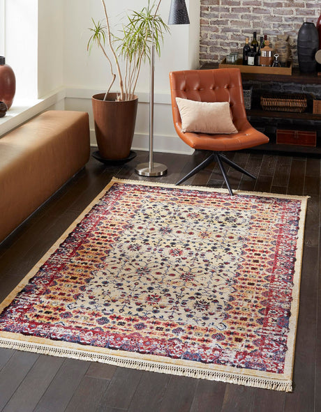 Beige 9' x 12' District Rectangle Area Rug 100% Polypropylene Easy Clean Stain Resistant Traditional Pattern Classic Carpet for Indoor Dining Living Office for Sale at Rug Engine