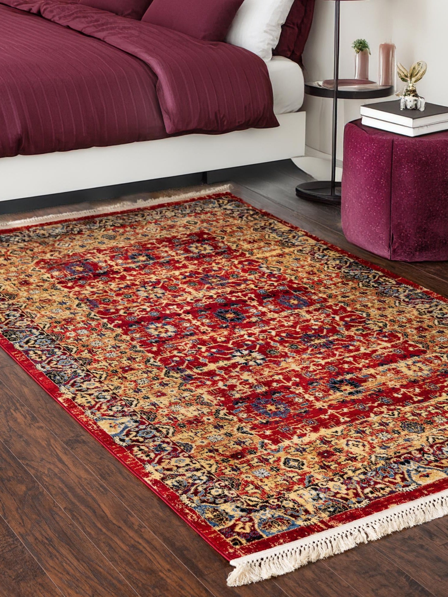 Red 10' x 13' 1 District Rectangle Area Rug 100% Polypropylene Easy Clean Stain Resistant Traditional Pattern Classic Carpet for Indoor Dining Living Office for Sale at Rug Engine