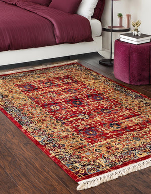 Red 3' 3 x 5' 3 District Rectangle Area Rug 100% Polypropylene Easy Clean Stain Resistant Traditional Pattern Classic Carpet for Indoor Dining Living Office for Sale at Rug Engine