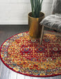 Red 5' x 5' District Round Area Rug 100% Polypropylene Easy Clean Stain Resistant Traditional Pattern Classic Carpet for Indoor Dining Living Office for Sale at Rug Engine