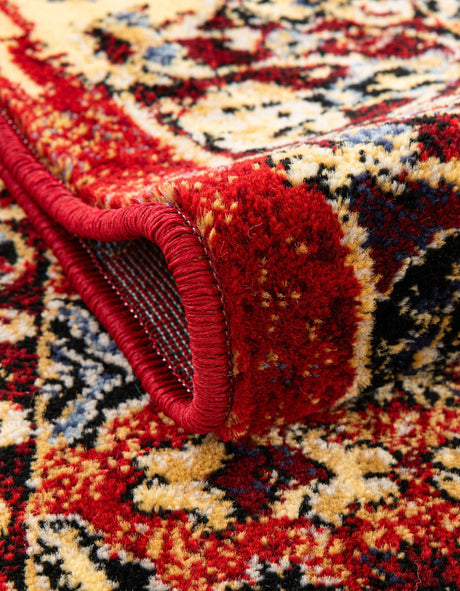 Red 5' x 5' District Round Area Rug 100% Polypropylene Easy Clean Stain Resistant Traditional Pattern Classic Carpet for Indoor Dining Living Office for Sale at Rug Engine