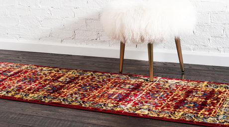 Red 2' 2 x 6' 1 District Runner Area Rug 100% Polypropylene Easy Clean Stain Resistant Traditional Pattern Classic Carpet for Indoor Dining Living Office for Sale at Rug Engine