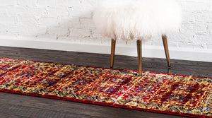 Red 2' x 8' District Runner Area Rug 100% Polypropylene Easy Clean Stain Resistant Traditional Pattern Classic Carpet for Indoor Dining Living Office for Sale at Rug Engine