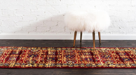 Red 2' x 8' District Runner Area Rug 100% Polypropylene Easy Clean Stain Resistant Traditional Pattern Classic Carpet for Indoor Dining Living Office for Sale at Rug Engine