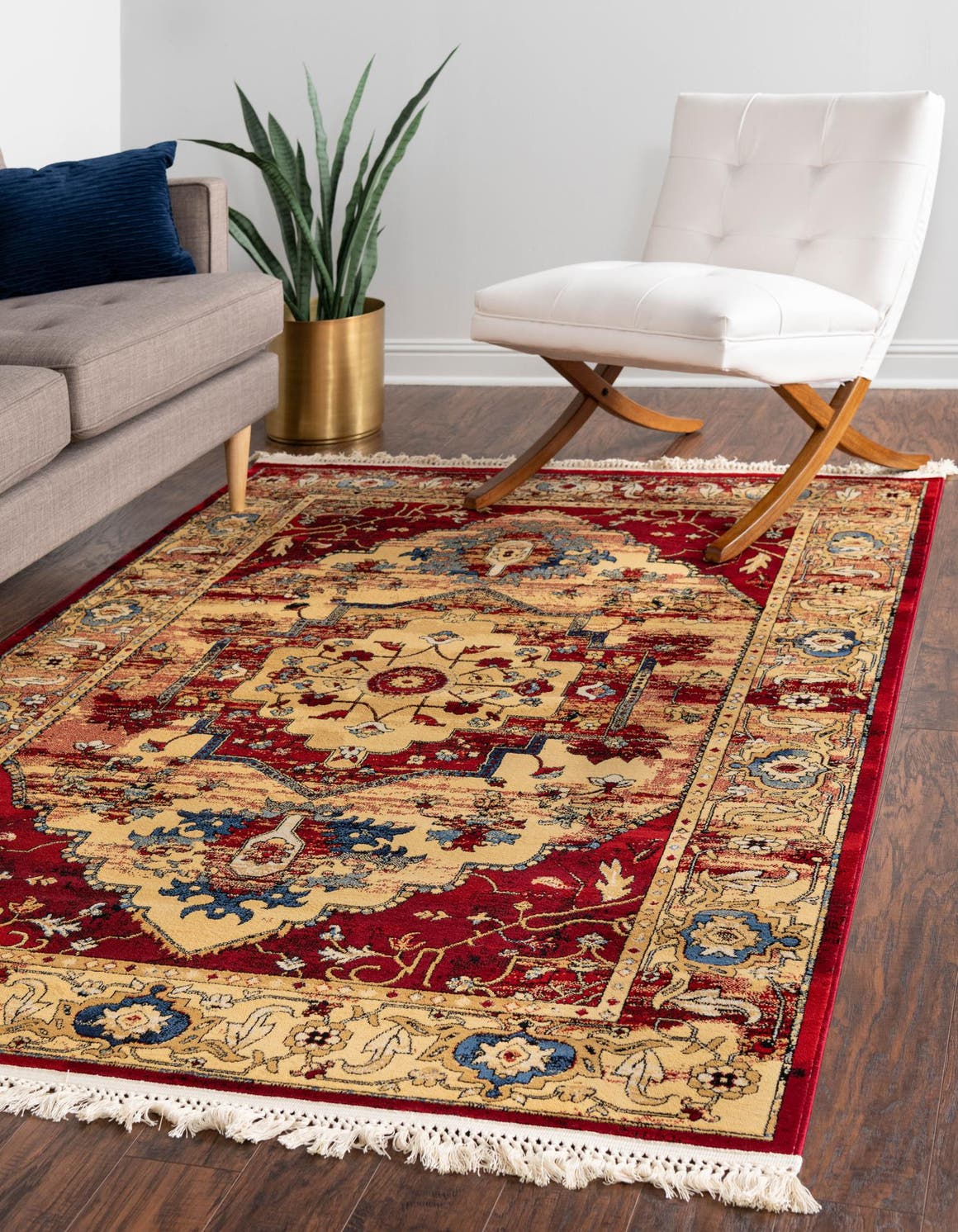 Red 4' x 6' District Rectangle Area Rug 100% Polypropylene Easy Clean Stain Resistant Traditional Pattern Classic Carpet for Indoor Dining Living Office for Sale at Rug Engine