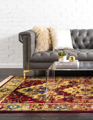 Red 6' x 9' District Rectangle Area Rug 100% Polypropylene Easy Clean Stain Resistant Traditional Pattern Classic Carpet for Indoor Dining Living Office for Sale at Rug Engine