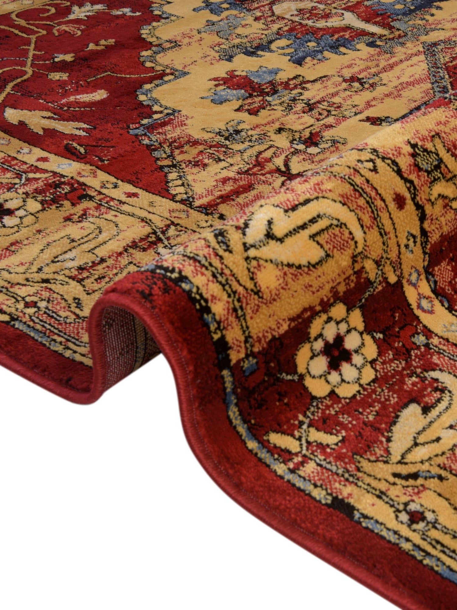 Red 4' x 6' District Rectangle Area Rug 100% Polypropylene Easy Clean Stain Resistant Traditional Pattern Classic Carpet for Indoor Dining Living Office for Sale at Rug Engine