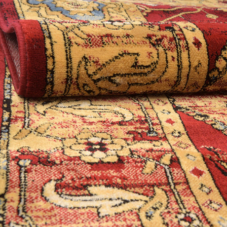 Red 8' x 8' District Square Area Rug 100% Polypropylene Easy Clean Stain Resistant Traditional Pattern Classic Carpet for Indoor Dining Living Office for Sale at Rug Engine
