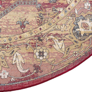 Red 5' x 5' District Round Area Rug 100% Polypropylene Easy Clean Stain Resistant Traditional Pattern Classic Carpet for Indoor Dining Living Office for Sale at Rug Engine