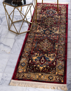 Red 2' 2 x 6' District Runner Area Rug 100% Polypropylene Easy Clean Stain Resistant Traditional Pattern Classic Carpet for Indoor Dining Living Office for Sale at Rug Engine
