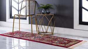 Red 2' 2 x 6' District Runner Area Rug 100% Polypropylene Easy Clean Stain Resistant Traditional Pattern Classic Carpet for Indoor Dining Living Office for Sale at Rug Engine