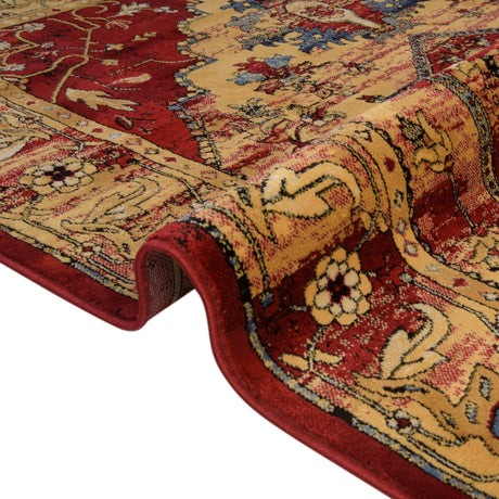 Red 2' 2 x 6' District Runner Area Rug 100% Polypropylene Easy Clean Stain Resistant Traditional Pattern Classic Carpet for Indoor Dining Living Office for Sale at Rug Engine