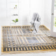 Beige 8' x 8' District Square Area Rug 100% Polypropylene Easy Clean Stain Resistant Traditional Pattern Classic Carpet for Indoor Dining Living Office for Sale at Rug Engine