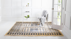 Beige 8' x 8' District Square Area Rug 100% Polypropylene Easy Clean Stain Resistant Traditional Pattern Classic Carpet for Indoor Dining Living Office for Sale at Rug Engine