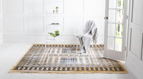 Beige 8' x 8' District Square Area Rug 100% Polypropylene Easy Clean Stain Resistant Traditional Pattern Classic Carpet for Indoor Dining Living Office for Sale at Rug Engine