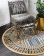 Beige 5' 3 x 5' 3 District Round Area Rug 100% Polypropylene Easy Clean Stain Resistant Traditional Pattern Classic Carpet for Indoor Dining Living Office for Sale at Rug Engine