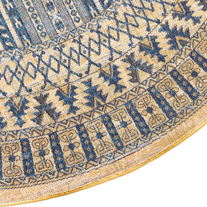 Beige 5' 3 x 5' 3 District Round Area Rug 100% Polypropylene Easy Clean Stain Resistant Traditional Pattern Classic Carpet for Indoor Dining Living Office for Sale at Rug Engine