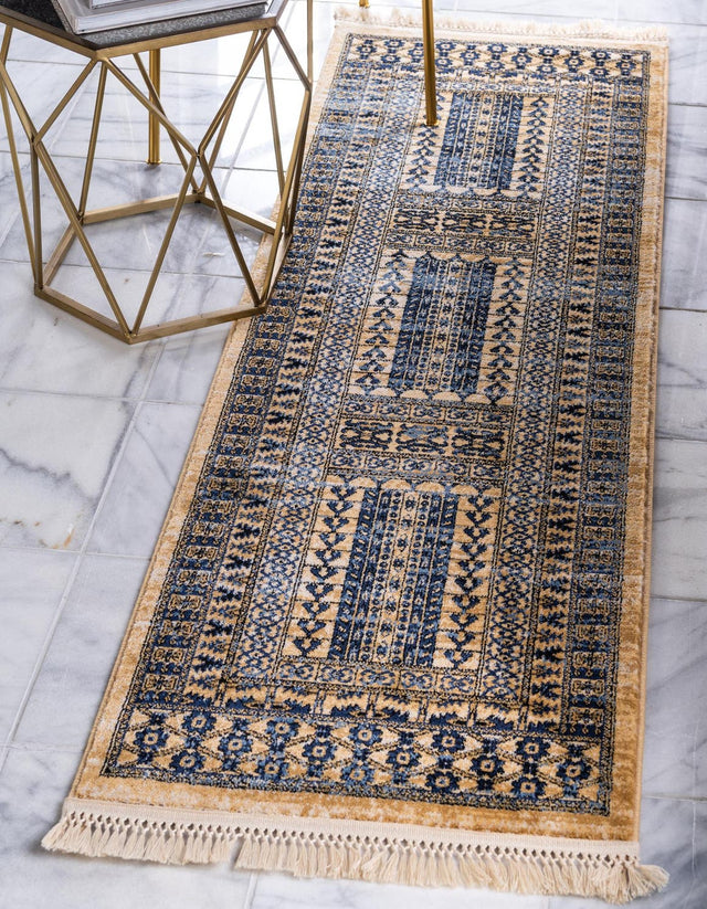 Beige 2' 2 x 6' District Runner Area Rug 100% Polypropylene Easy Clean Stain Resistant Traditional Pattern Classic Carpet for Indoor Dining Living Office for Sale at Rug Engine