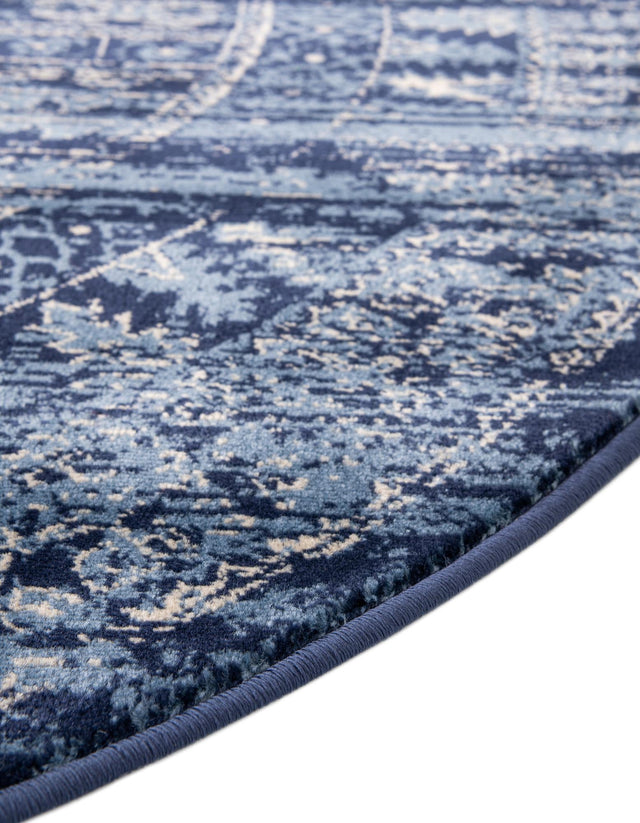 Blue 3' 3 x 3' 3 District Round Area Rug 100% Polypropylene Easy Clean Stain Resistant Traditional Pattern Classic Carpet for Indoor Dining Living Office for Sale at Rug Engine