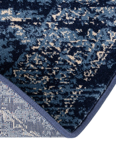 Blue 5' x 5' District Round Area Rug 100% Polypropylene Easy Clean Stain Resistant Traditional Pattern Classic Carpet for Indoor Dining Living Office for Sale at Rug Engine