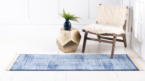 Blue 2' x 8' District Runner Area Rug 100% Polypropylene Easy Clean Stain Resistant Traditional Pattern Classic Carpet for Indoor Dining Living Office for Sale at Rug Engine