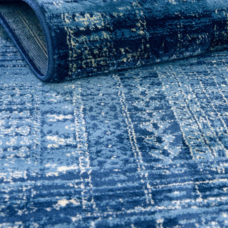 Blue 2' 7 x 12' District Runner Area Rug 100% Polypropylene Easy Clean Stain Resistant Traditional Pattern Classic Carpet for Indoor Dining Living Office for Sale at Rug Engine