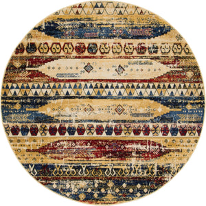 Multicolor 5' x 5' District Round Area Rug 100% Polypropylene Easy Clean Stain Resistant Traditional Pattern Classic Carpet for Indoor Dining Living Office for Sale at Rug Engine