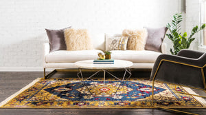 Blue 3' 3 x 5' 3 District Rectangle Area Rug 100% Polypropylene Easy Clean Stain Resistant Traditional Pattern Classic Carpet for Indoor Dining Living Office for Sale at Rug Engine