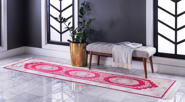 Red 2' 7 x 9' 10 Qom Bamboo Silk Runner Area Rug 100% Bamboo Silk with Cotton Backing Luxury Traditional Design Carpet for Interior Design for Sale at Rug Engine