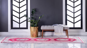 Red 2' 7 x 9' 10 Qom Bamboo Silk Runner Area Rug 100% Bamboo Silk with Cotton Backing Luxury Traditional Design Carpet for Interior Design for Sale at Rug Engine