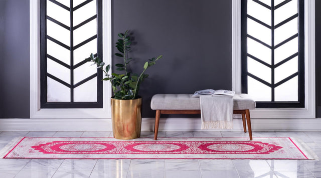 Red 2' 7 x 9' 10 Qom Bamboo Silk Runner Area Rug 100% Bamboo Silk with Cotton Backing Luxury Traditional Design Carpet for Interior Design for Sale at Rug Engine