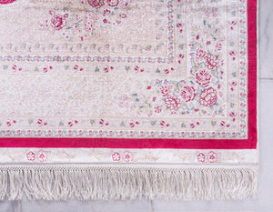 Red 2' 7 x 9' 10 Qom Bamboo Silk Runner Area Rug 100% Bamboo Silk with Cotton Backing Luxury Traditional Design Carpet for Interior Design for Sale at Rug Engine
