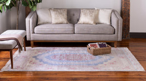 Light Blue 5' 1 x 7' 5 Qom Bamboo Silk Rectangle Area Rug 100% Bamboo Silk with Cotton Backing Luxury Traditional Design Carpet for Interior Design for Sale at Rug Engine
