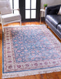 Blue 6' 7 x 9' 10 Qom Bamboo Silk Rectangle Area Rug 100% Bamboo Silk with Cotton Backing Luxury Traditional Design Carpet for Interior Design for Sale at Rug Engine